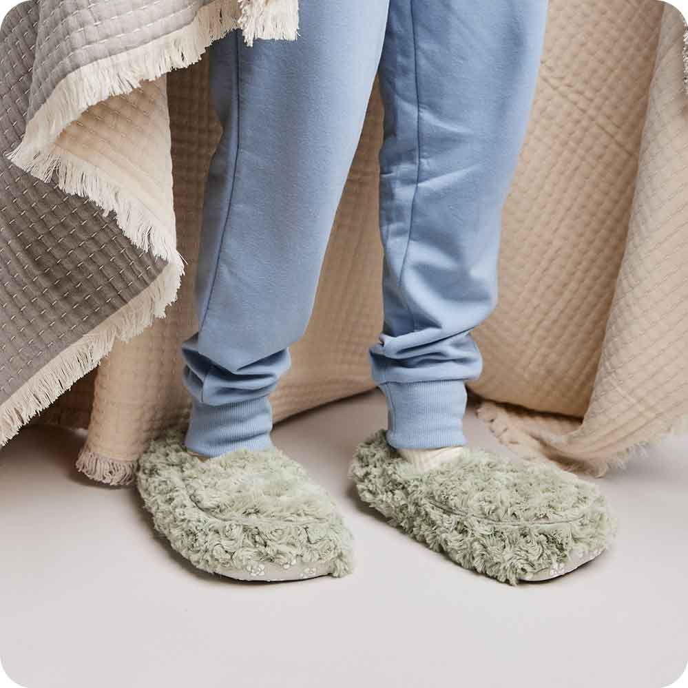 Curly Sage Green Slippers Warmies® - Image 2